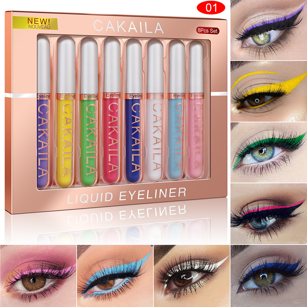 Waterproof Liquid Eyeliner Pen - Set di 8 colori Penne per