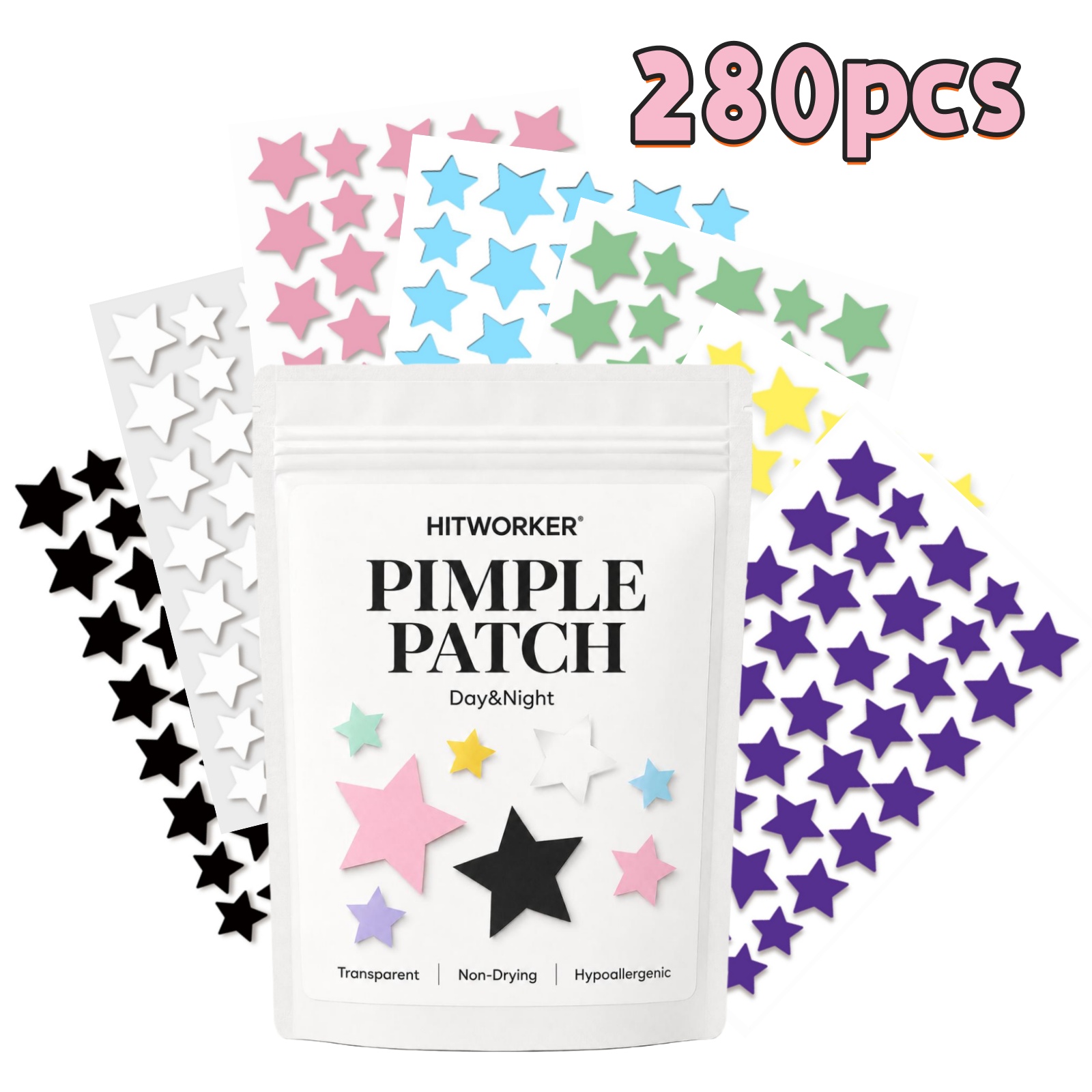 Hydrocolloid Pimple Patch - 280 Pezzi Cerotti Colorati a Forma