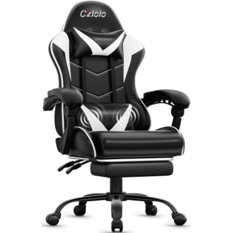 Massage - Sedia da Gaming con Poggiapiedi, Stile