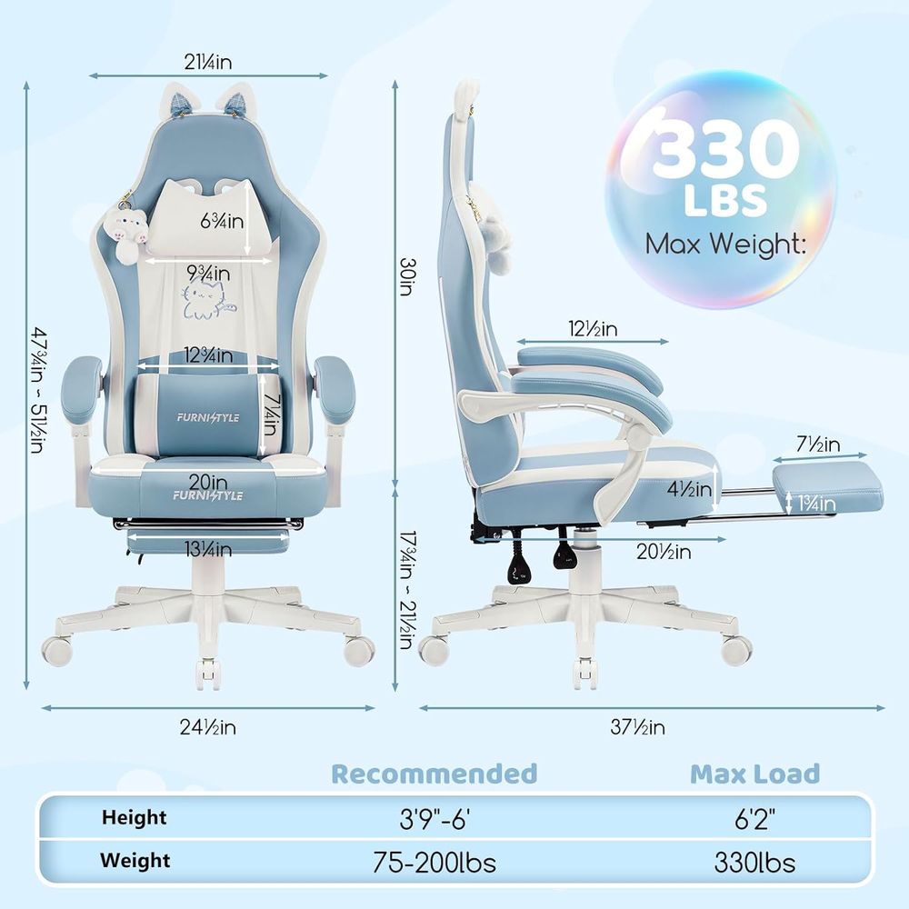 Sedia da Gaming Ergonomica Blu - Massage recensione e prezzo